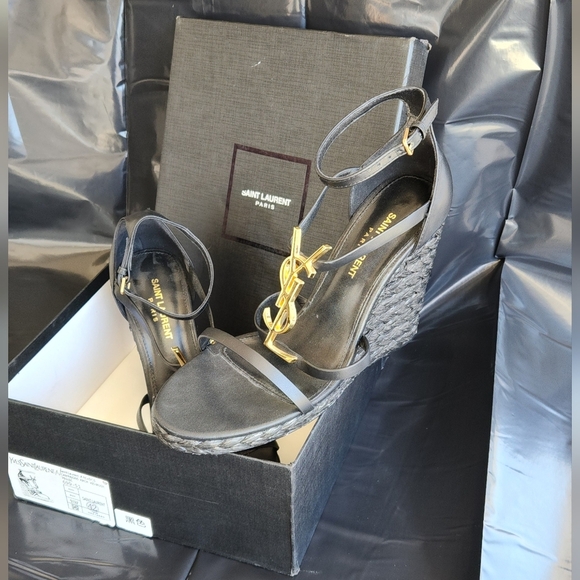 YSL Cassandra Espadrille Wedge Sandals - Picture 2 of 2